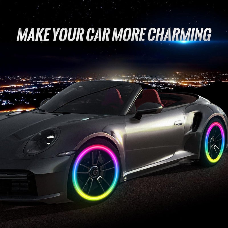 JUPIZEUS LED Flash Tire Lights,IC Light Sensitive,2 Lamp Beads More Flash, Colorful Wheel Lights,for Car Motorcycle Cart Truck,Waterproof,Motion Activated,fit in Woods/Schrader valve (4 PCS) - Image 2